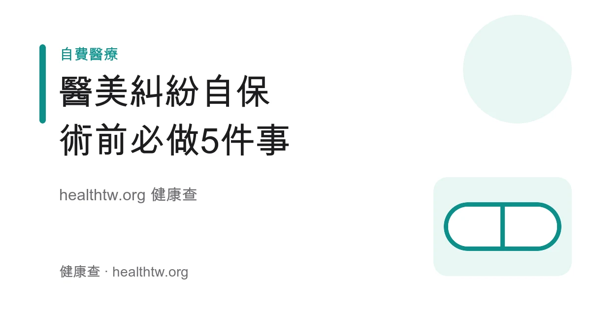 醫美糾紛自保與申訴、術前必做五件事衛教示意圖