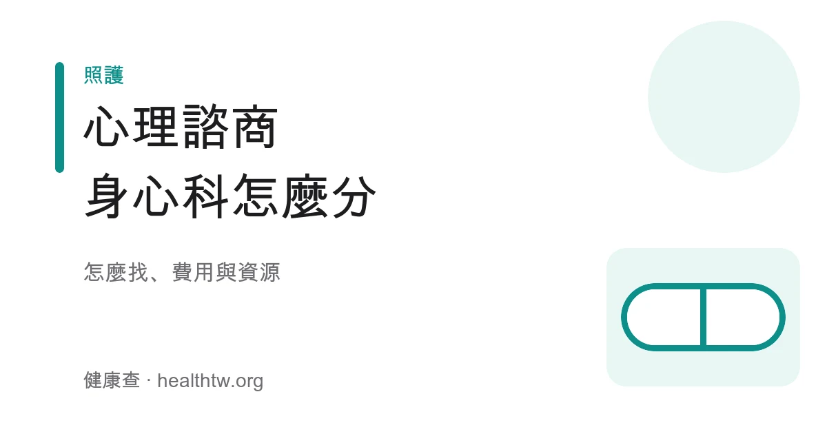 心理諮商與身心科差別與求助資源衛教示意圖