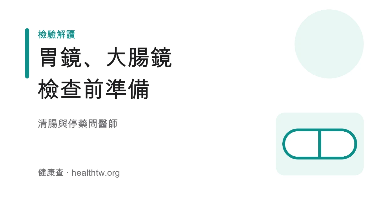 胃鏡大腸鏡檢查前飲食調整與清腸準備示意圖