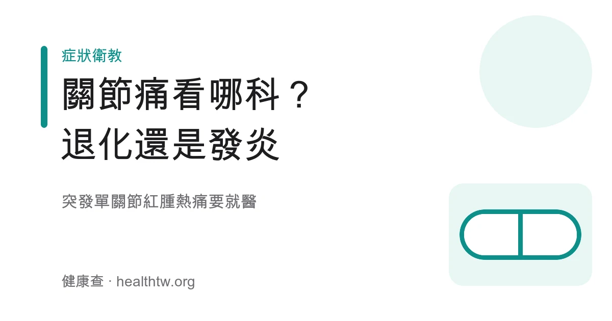關節痛看哪科與紅腫熱痛就醫方向示意圖