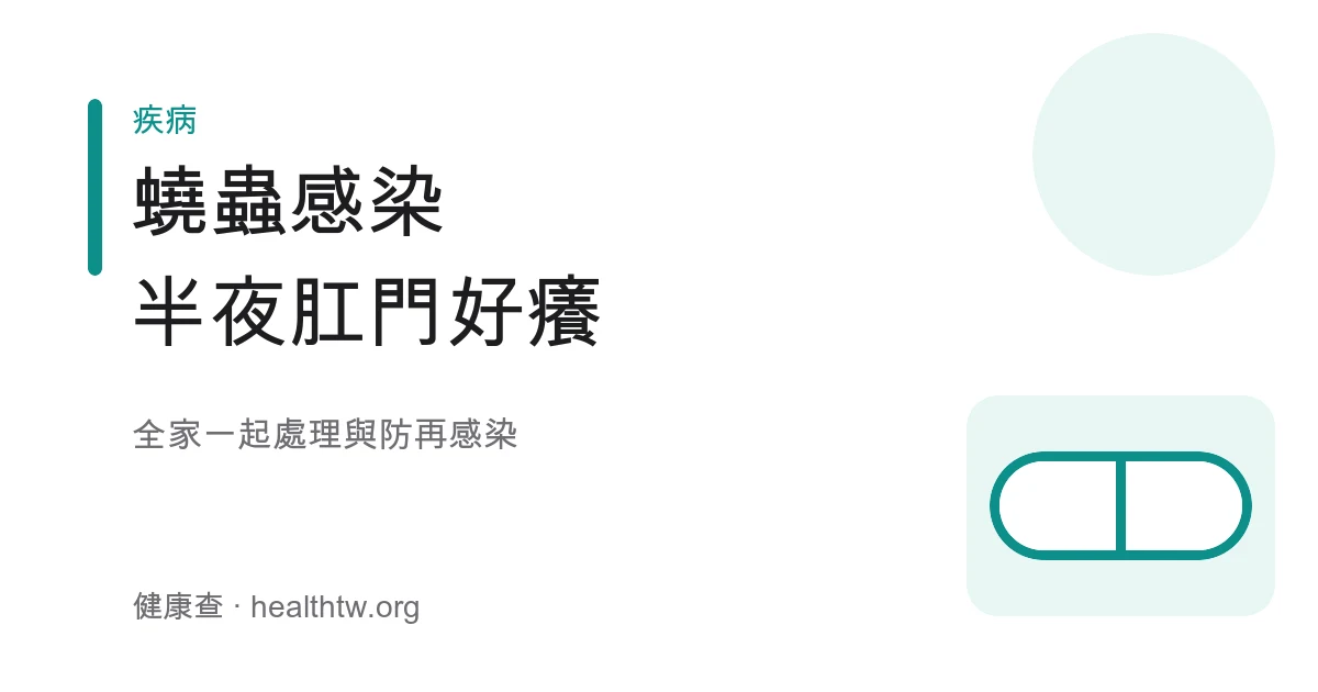 兒童蟯蟲感染夜間肛門搔癢與洗手防再感染衛教示意圖